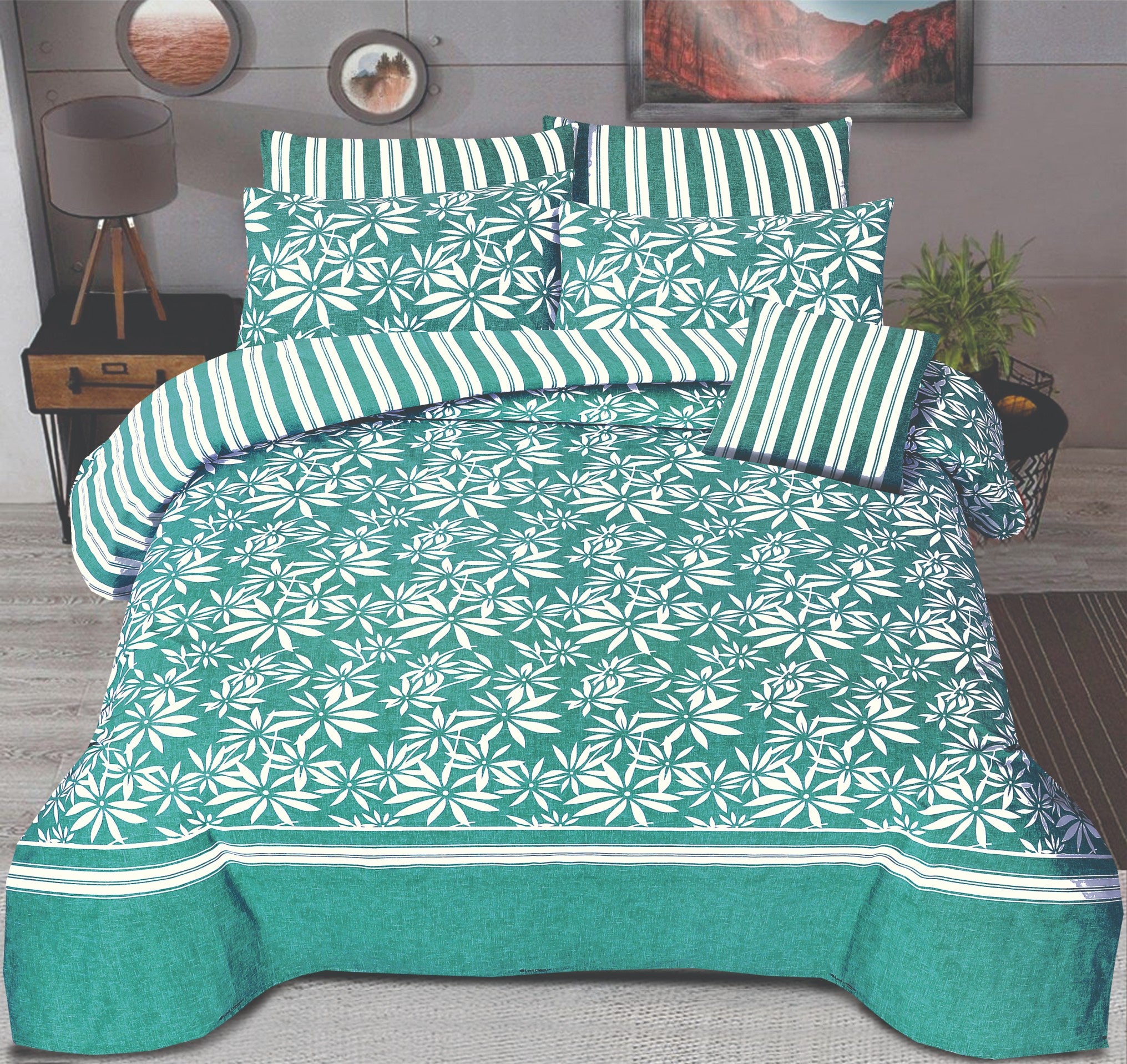 Cotton Printed Bedsheet- Oceanic Elegance